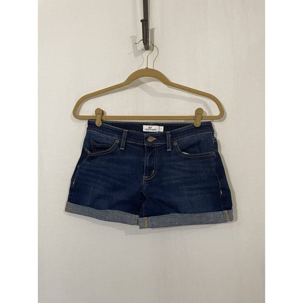 Vineyard Vines Womens Cuffed Denim Jean Shorts Medium Dark Wash Size 2